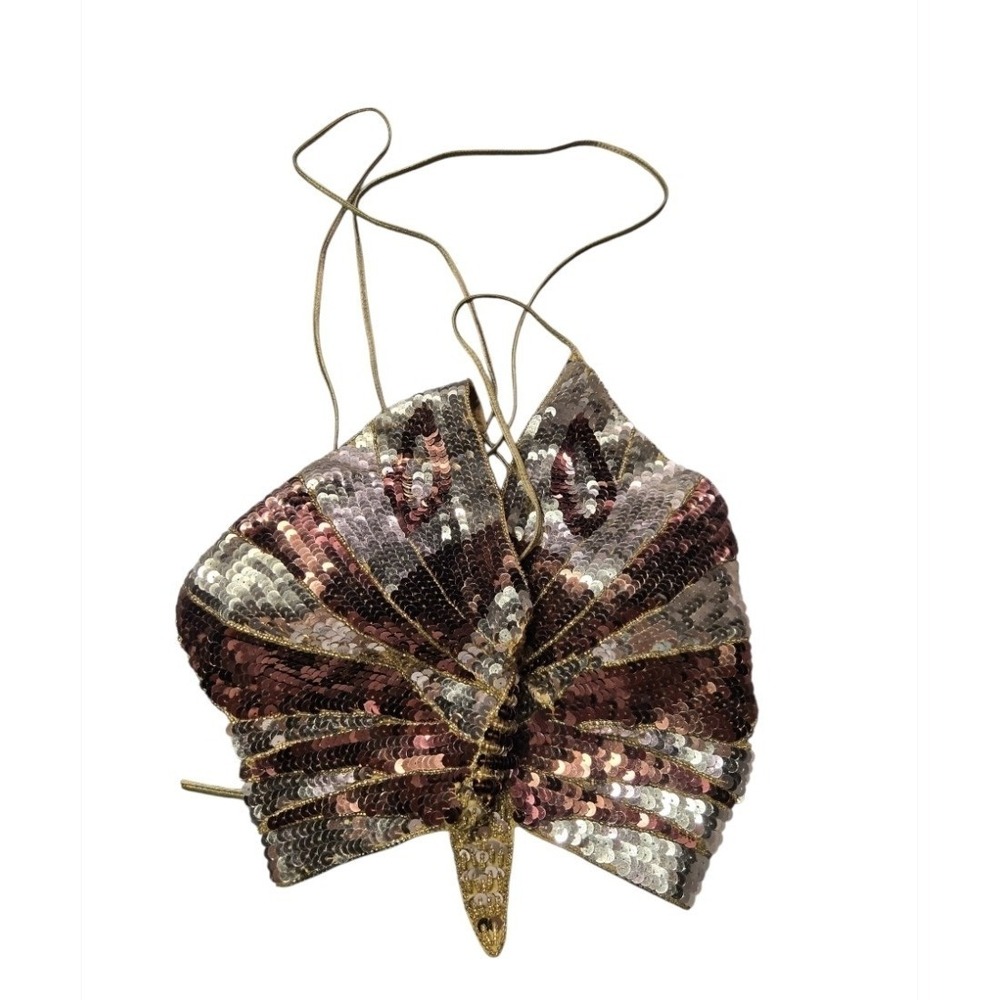 Western Fashion Sequin Butterfly Halter Top Y2K Festival Rave Party Crop Gold...